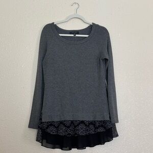 Karen Kane Black Lace Trim Tunic Sweater